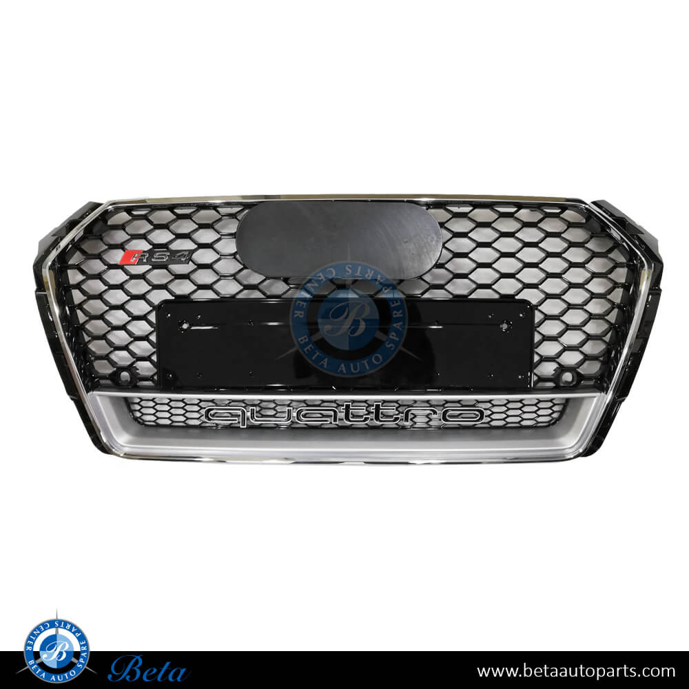 Grille RS4 Look Black and Chrome color for Audi A4 2016-2019 models, Part Number 8W0853651BD Grille RS4 Look Black and Chrome color for Audi A4 2016-2019 models, Part Number 8W0853651BD